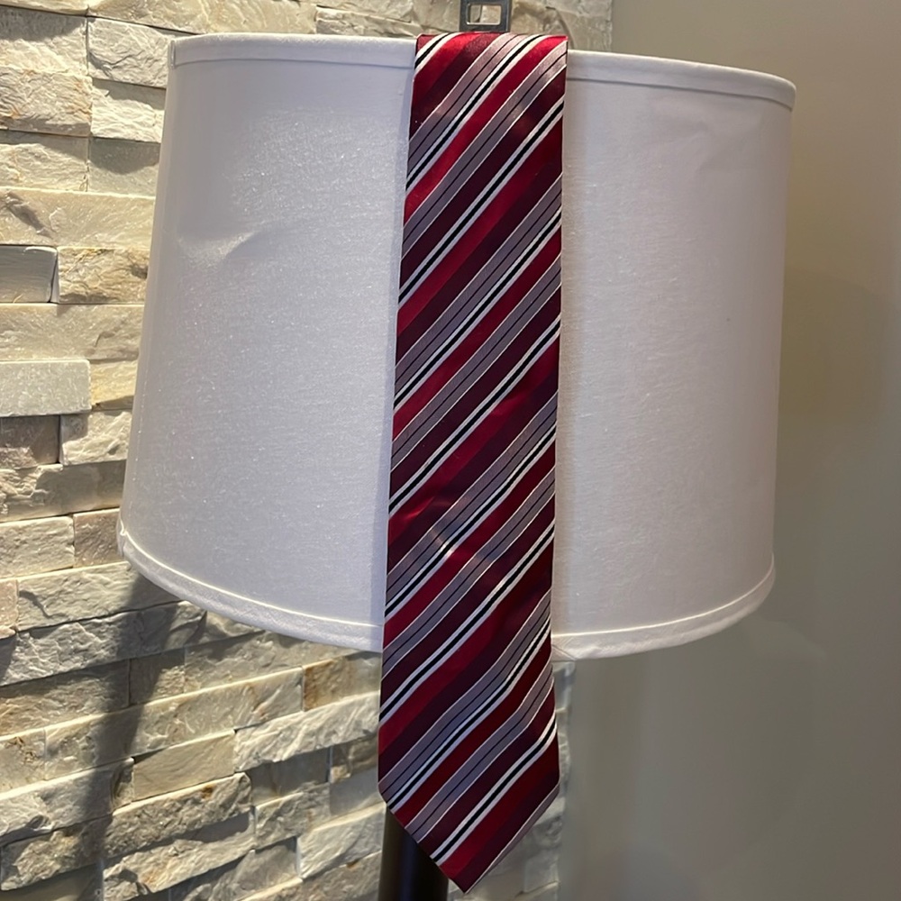 Geoffrey Beene Red Striped Silk Tie